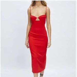 NWT Bardot Vienna Midi Dress in red Flame Orange size 8